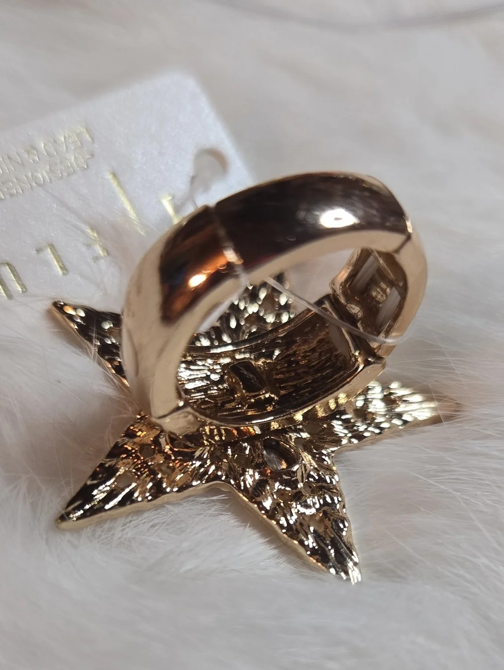 Gold Star Crystal Iridescent Multi-Color Statement Ring NWT
